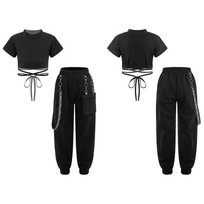 ブラック クロップトップ カーゴパンツ セット 商品画像
