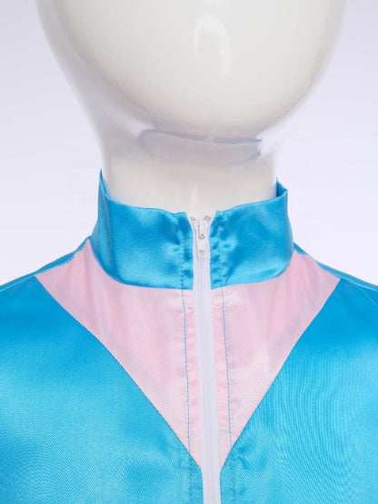 カラーブロック ダンスセット 襟とファスナーのディテール