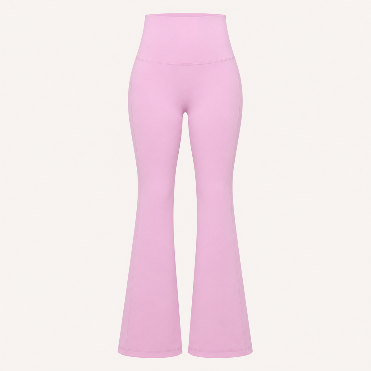 ピンクの4WAYストレッチ ブーツカットパンツ。無人の商品正面画像。